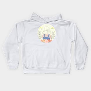 happy bobbed hair girl portrait Kids Hoodie